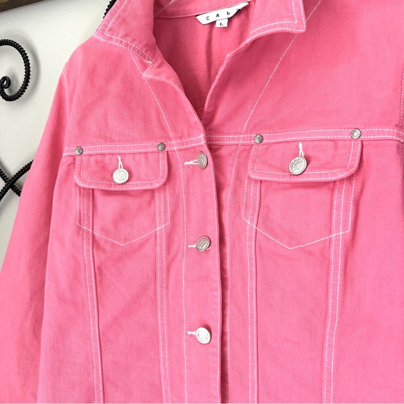CAbi Watermelon Pink Button Front Pocket Jacket Size Large - Picture 3 of 10